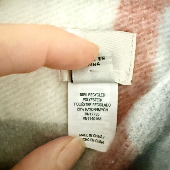 A New Day Wearable Scarf Shawl in Cream Gray Orange Plaid - OS - Picture 5 of 5